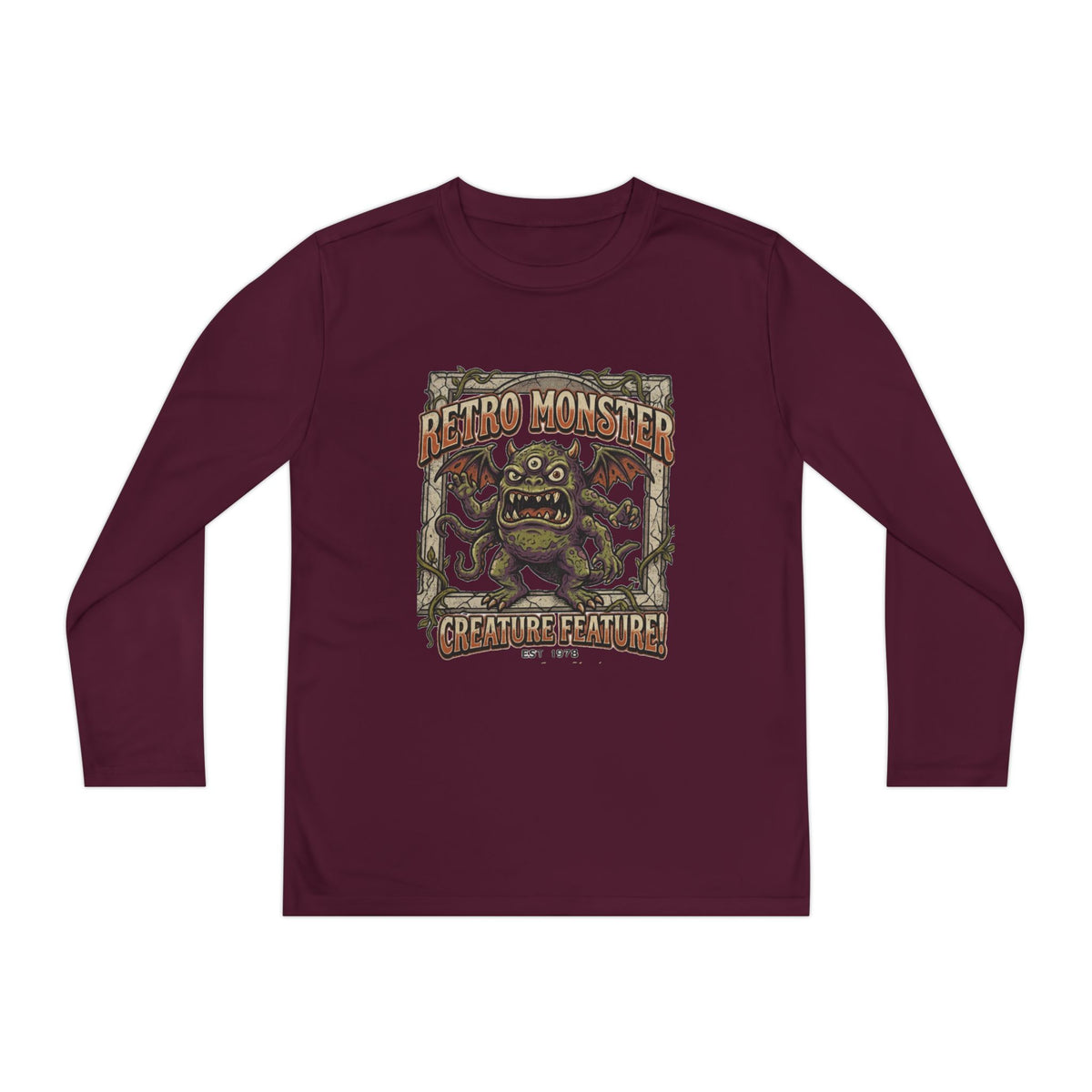 Youth Long Sleeve Tee — Retro Monster "Creature Feature" Graphic