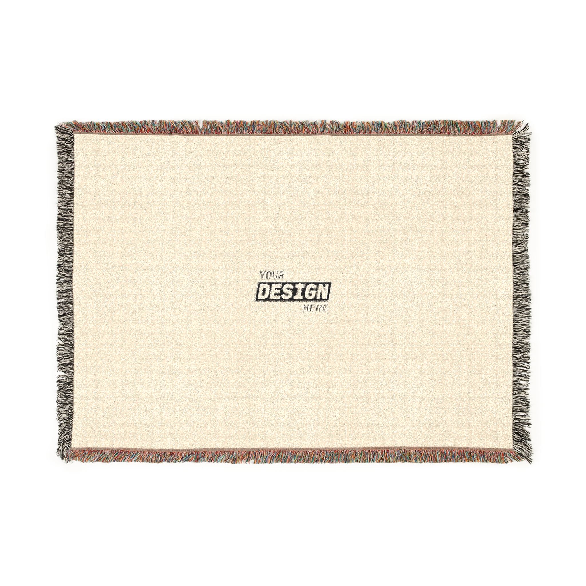 Woven Blanket - Minimal Logo Throw Blanket (Cozy Neutral & Charcoal)