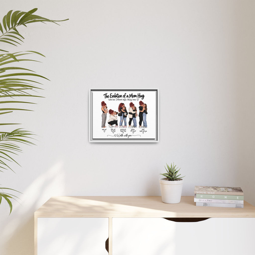 Framed Matte Canvas - "The Evolution of a Mom Hug Girl" Illustration (Mother & Daughter Stages)