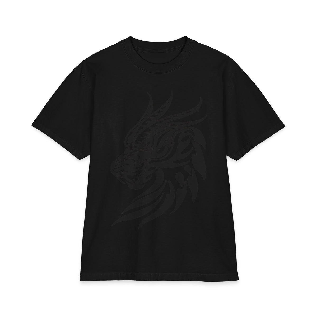 Tribal Dragon Head T-Shirt — Bold Black Mythic Design