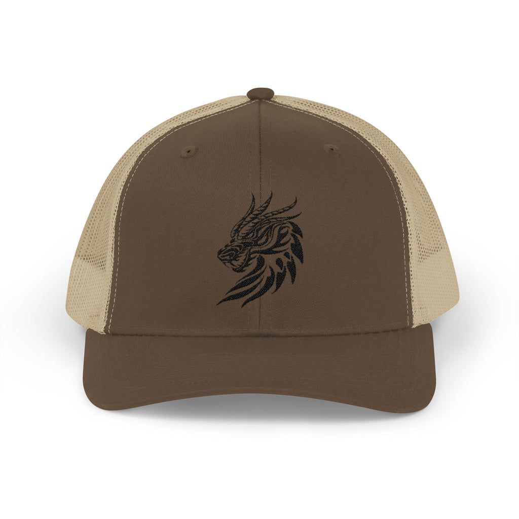 Trucker Cap — Black Tribal Dragon Snapback