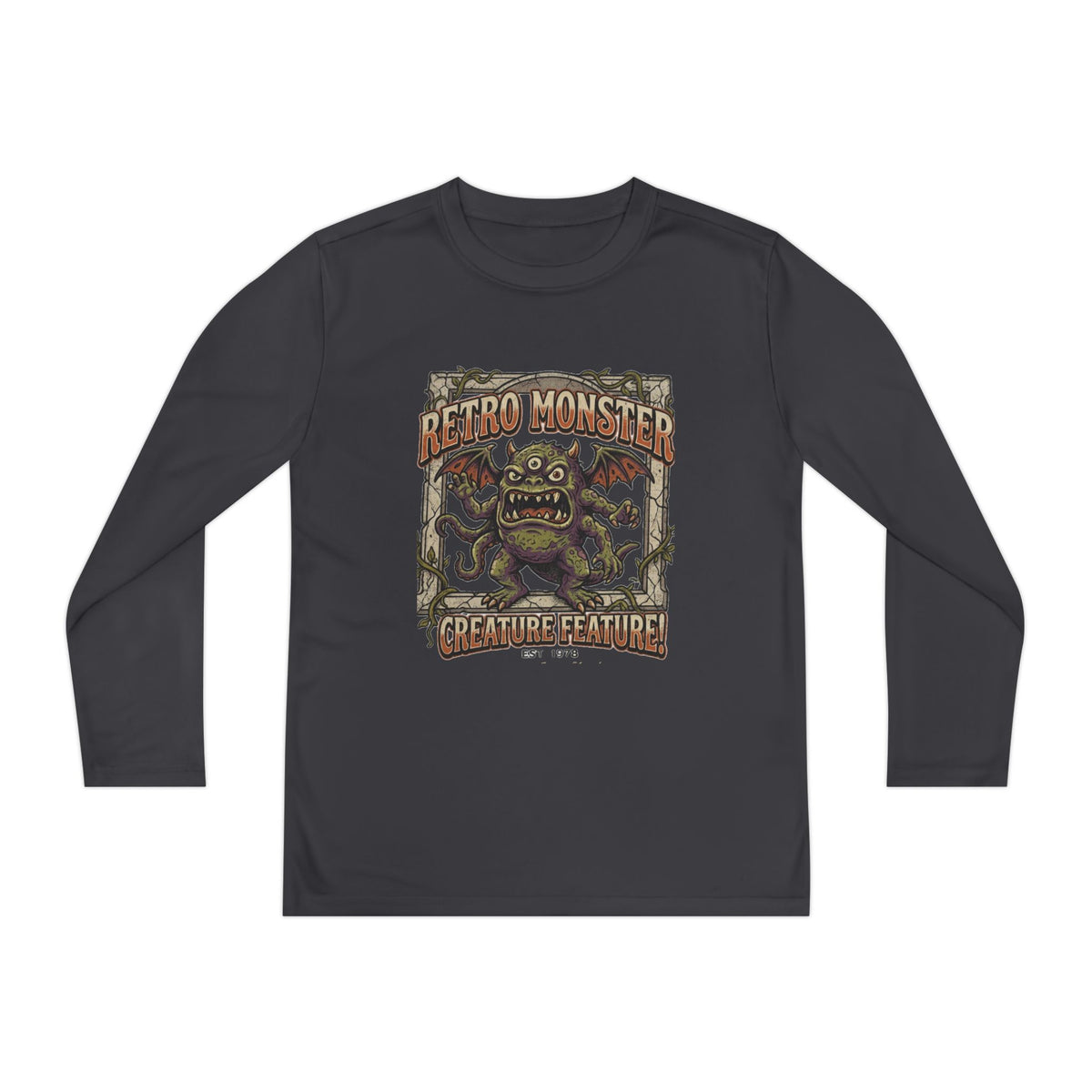 Youth Long Sleeve Tee — Retro Monster "Creature Feature" Graphic