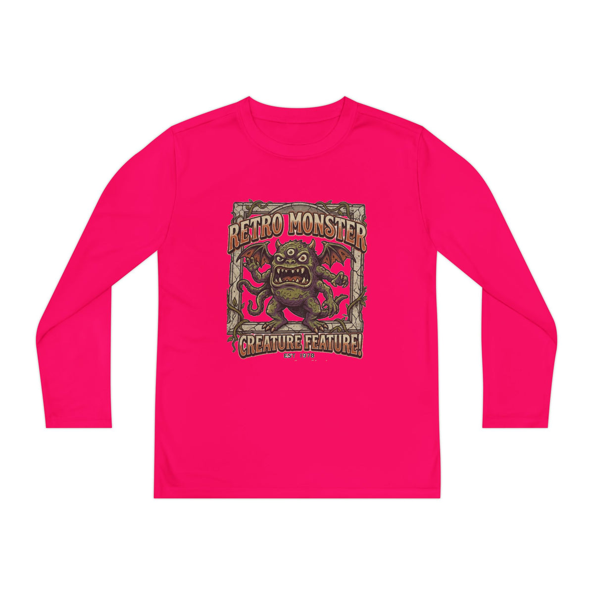 Youth Long Sleeve Tee — Retro Monster "Creature Feature" Graphic