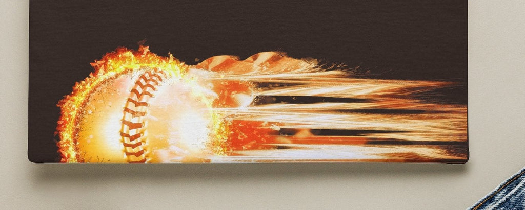 Baseball Fireball T-Shirt design close-up