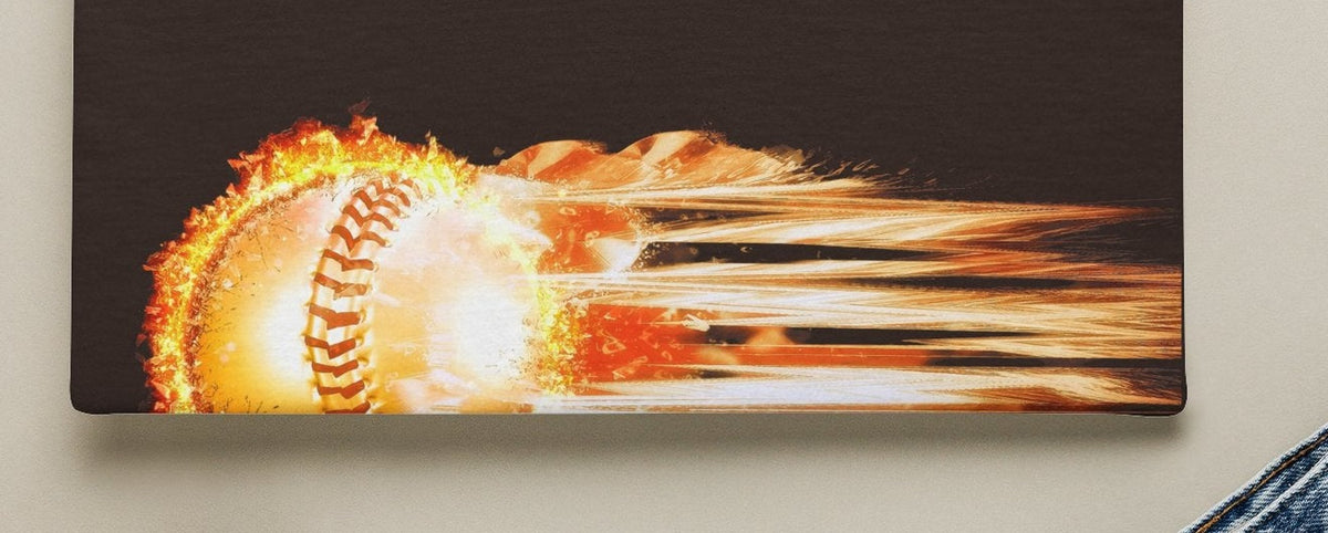 Baseball Fireball T-Shirt design close-up