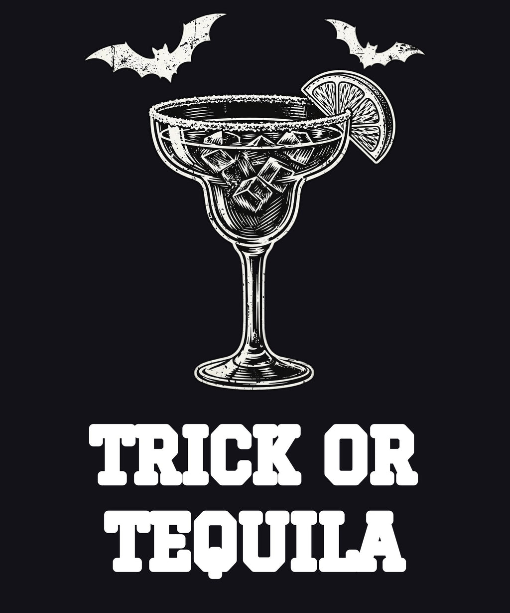 Trick or Tequila Halloween t-shirt design close-up