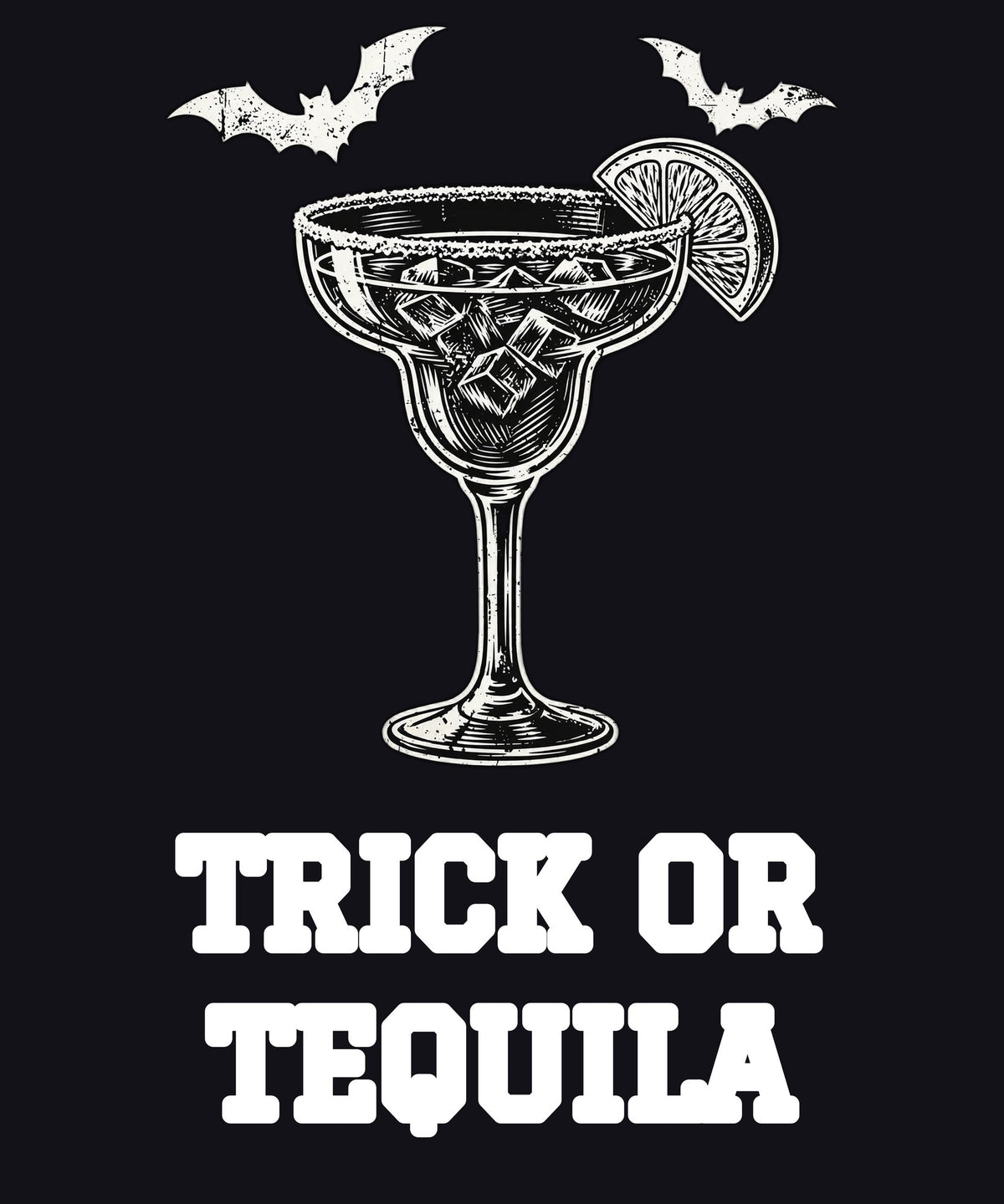 Trick or Tequila Halloween t-shirt design close-up