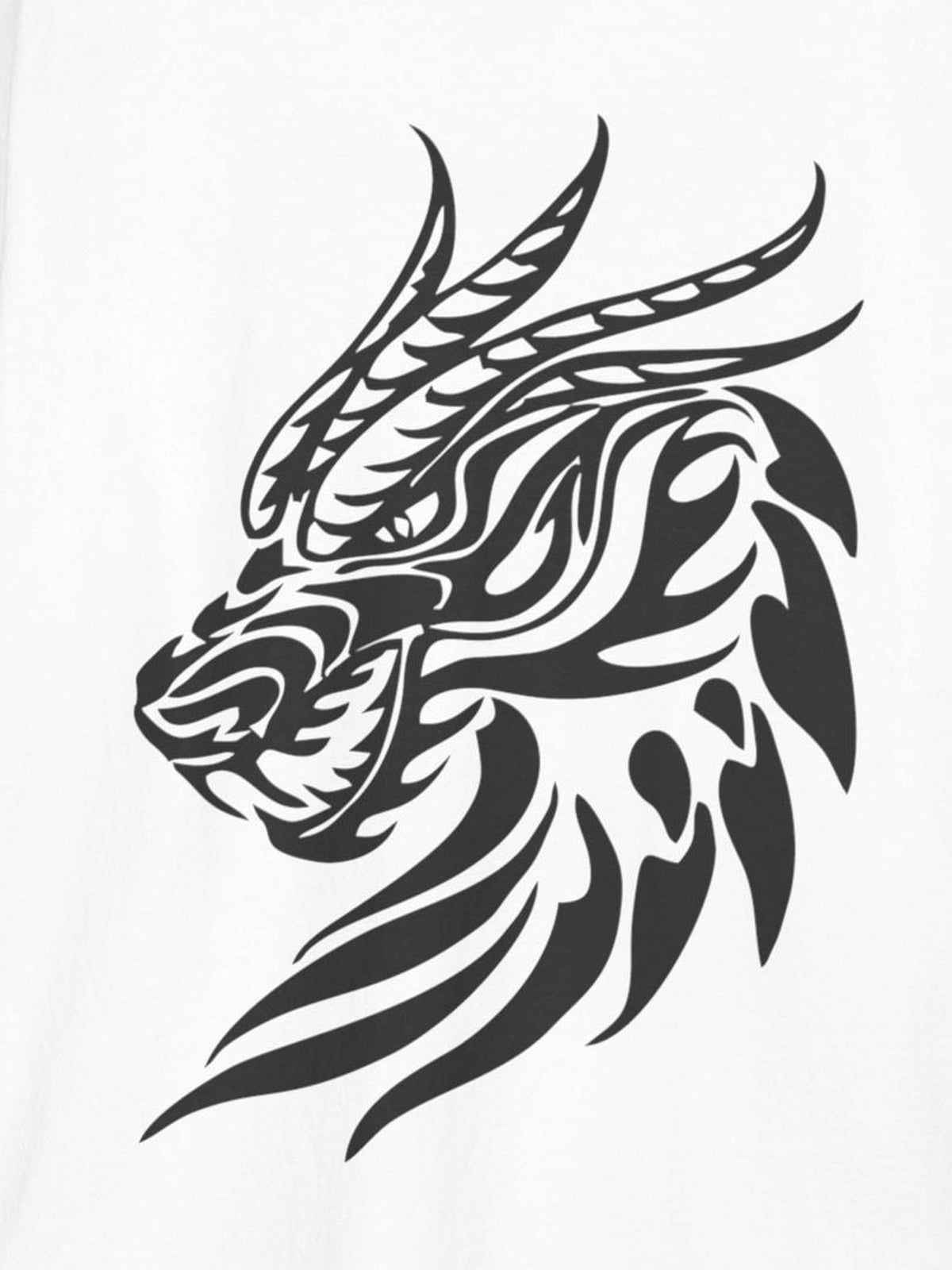 Tribal Dragon Head T-Shirt design close-up